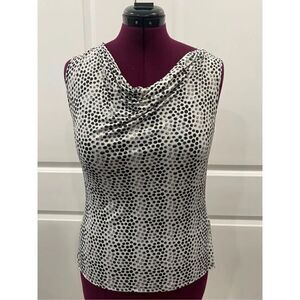 Essentials By Milano Spotted Cowl Neck Top Size medium